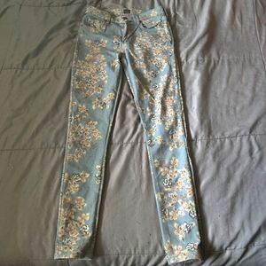 Patterned high rise skinny pants